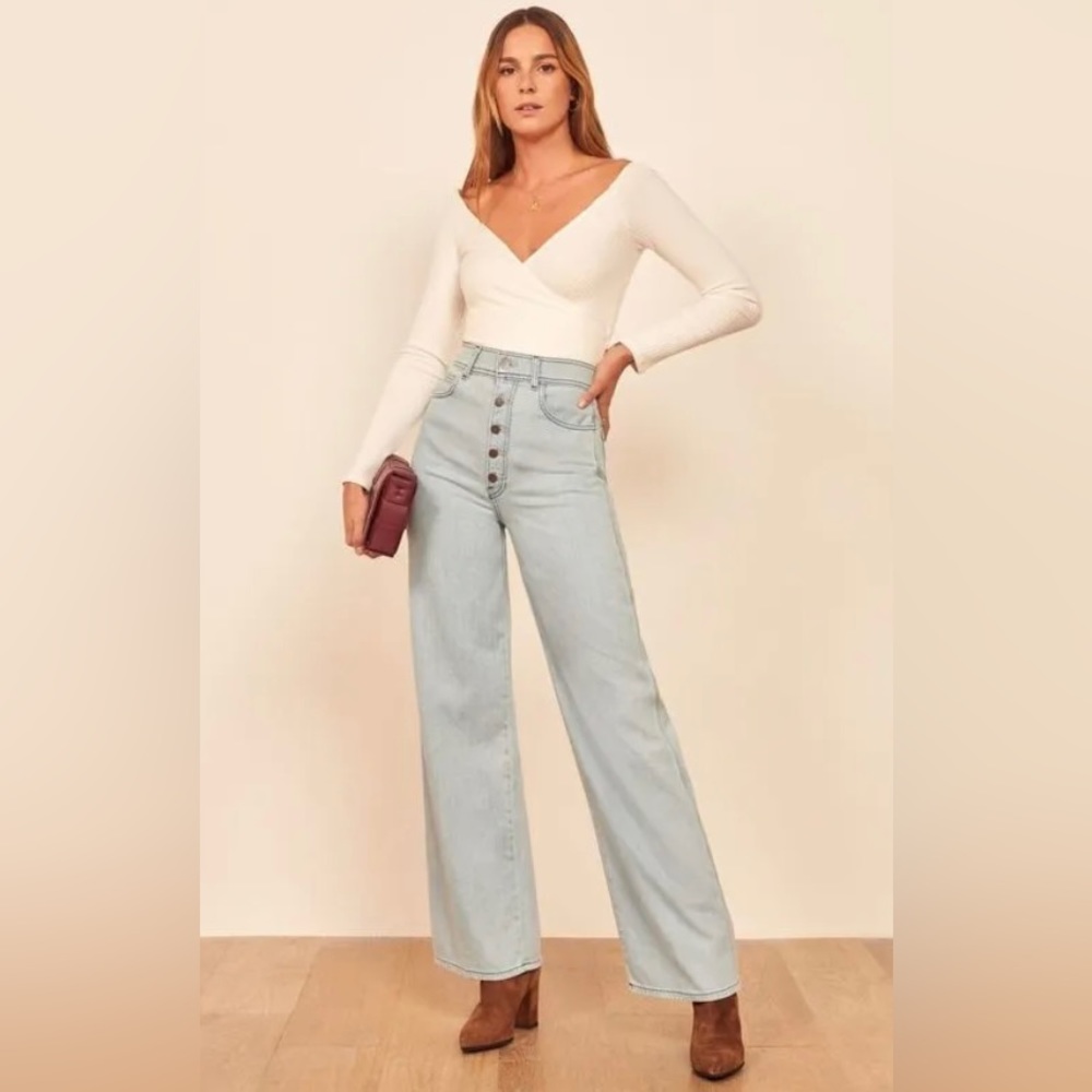 Reformation Jeans Olive Jean Wide Leg in Palawan Wash size 27